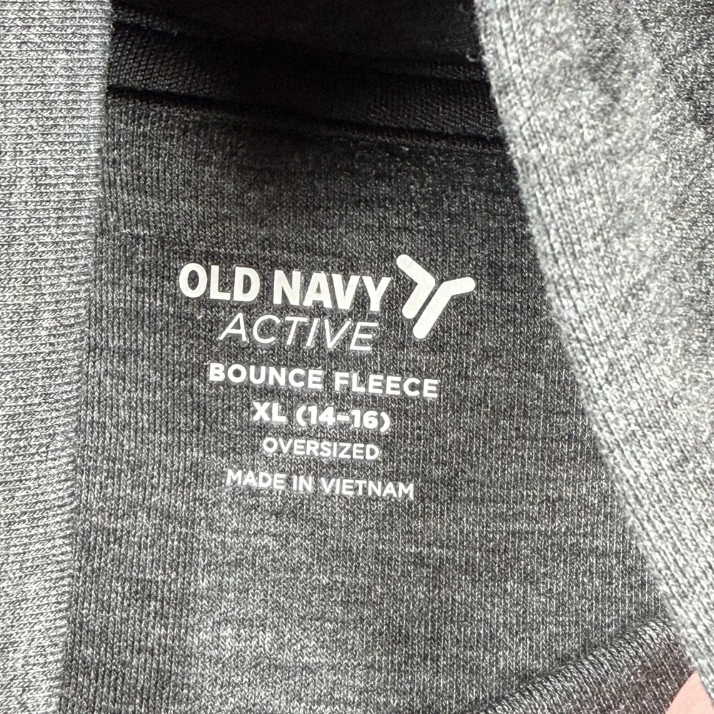 Old Navy Active Bounce Hoodie Boys XL 14-16 Gray Fleece Oversized Pullover